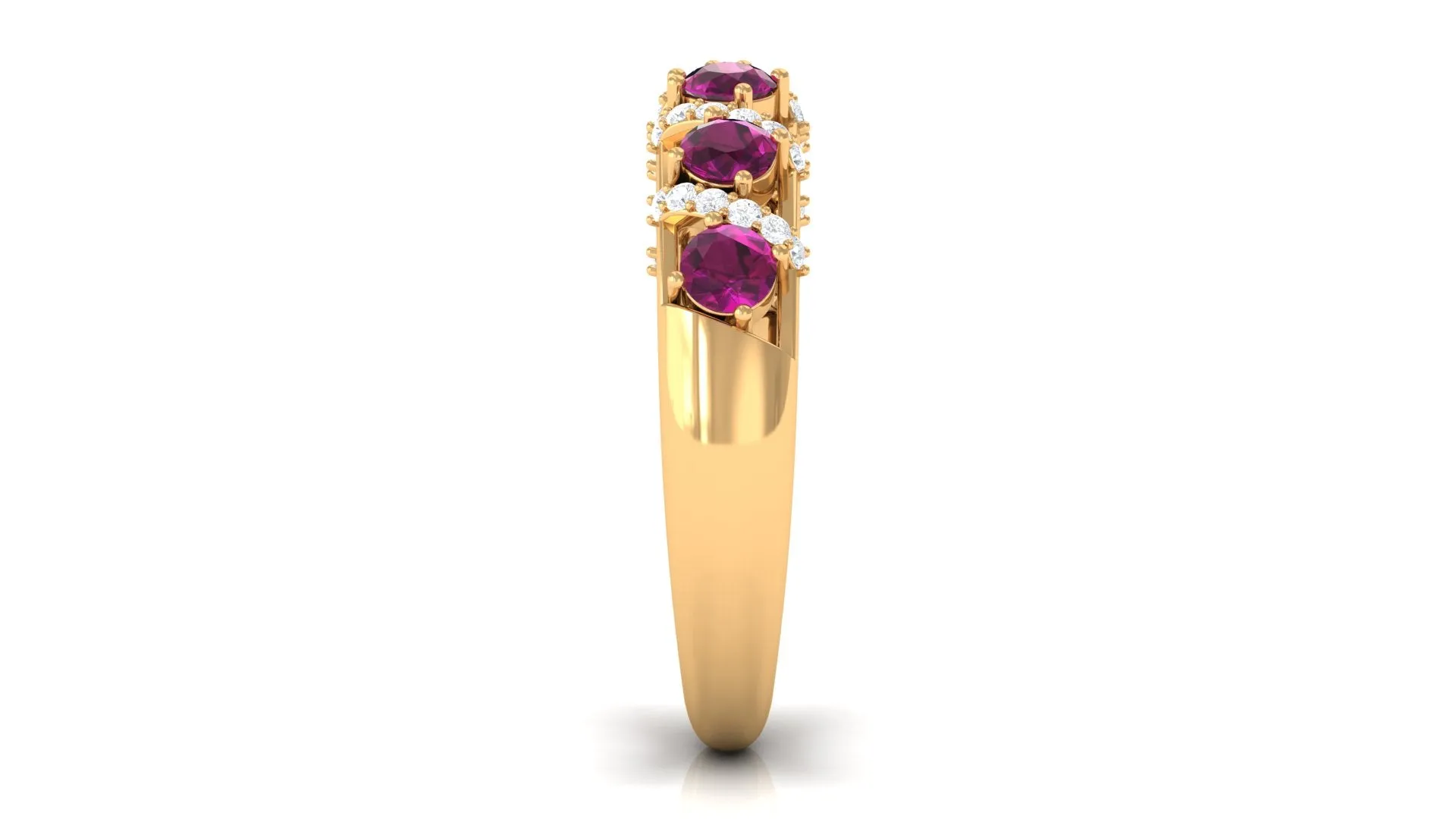 1 CT Designer Rhodolite Anniversary Ring with Diamond Accent