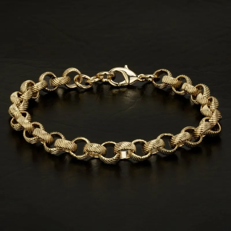 8mm Gold Lined Pattern Belcher Bracelet 6/7/8/9 Inch