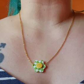 Checkered Spring Flower Necklace