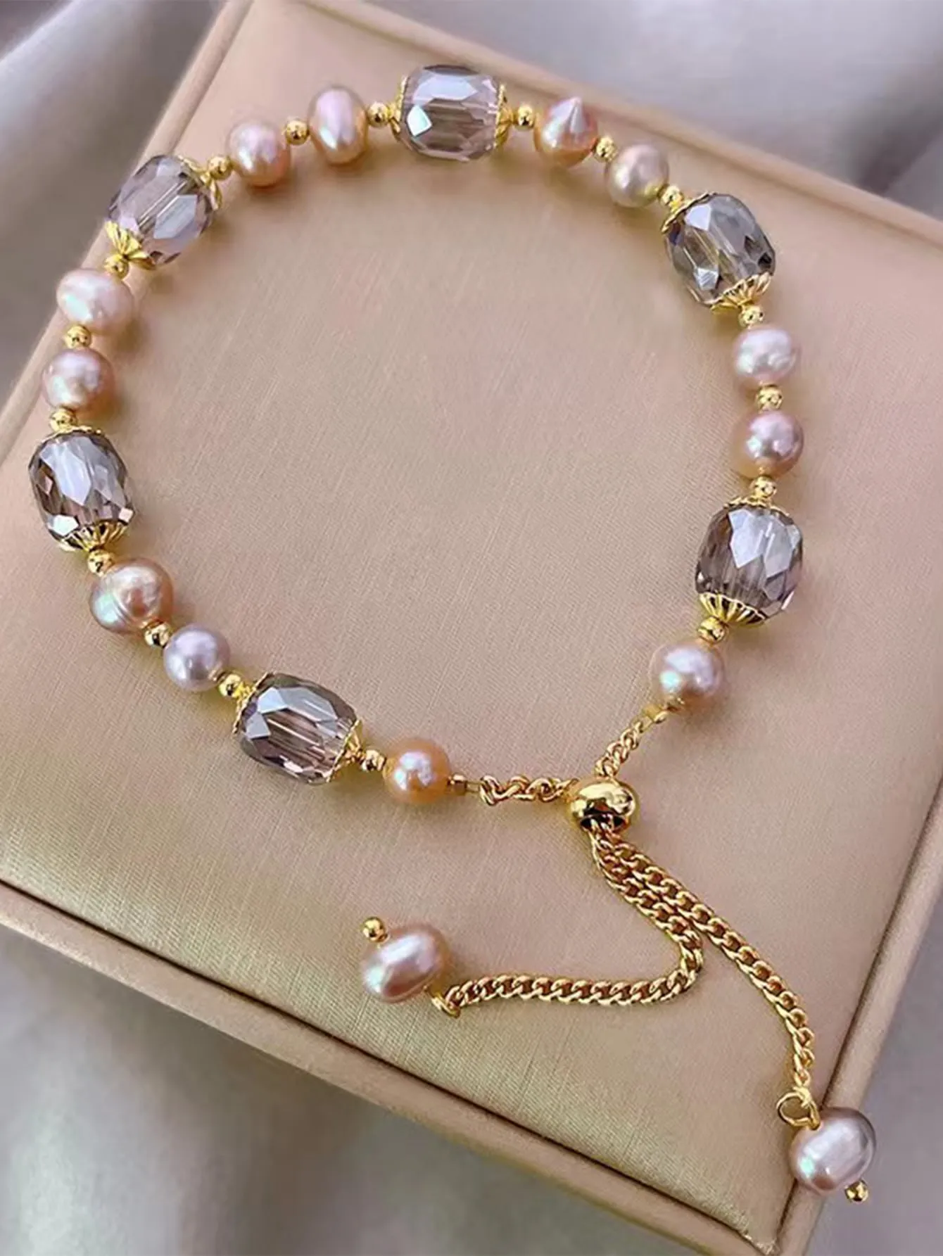 Crystal & Faux Pearl Decor Bracelet Women Bracelet Stackable Bracelet Crafted