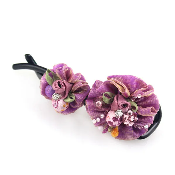 Fabric Floral Twist Hair Barrette
