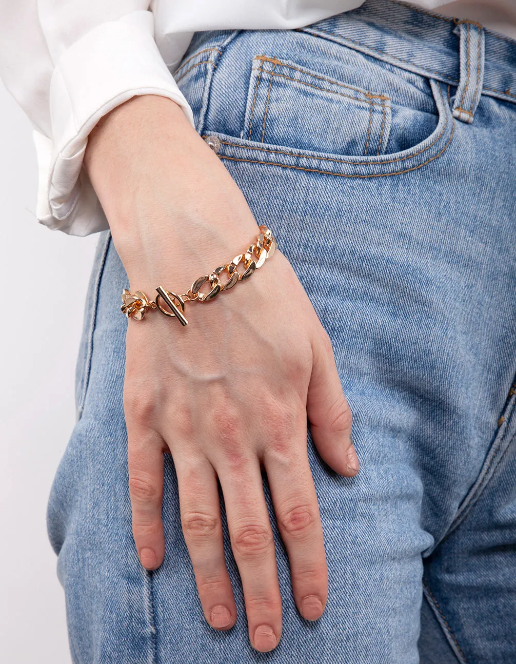 Gold Textured Chain Bracelet