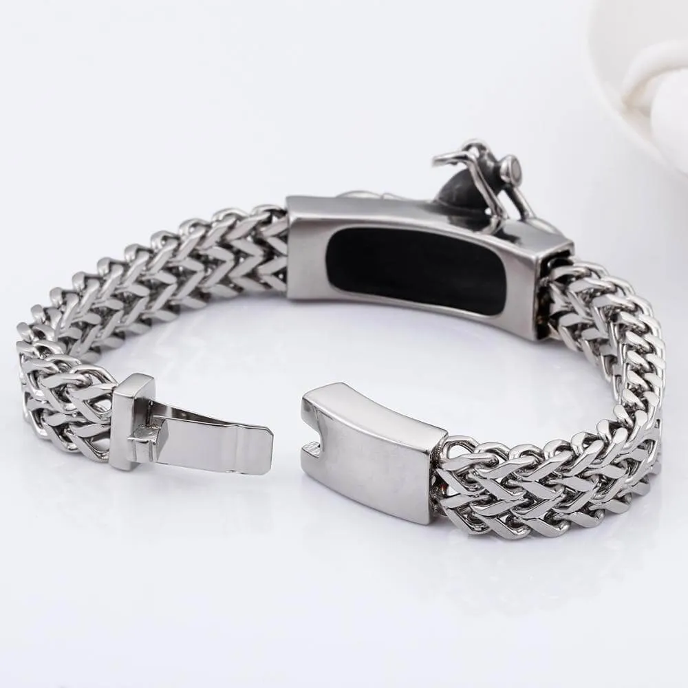 Men's Stainless Steel Retro Mesh Motorcycle Bracelet