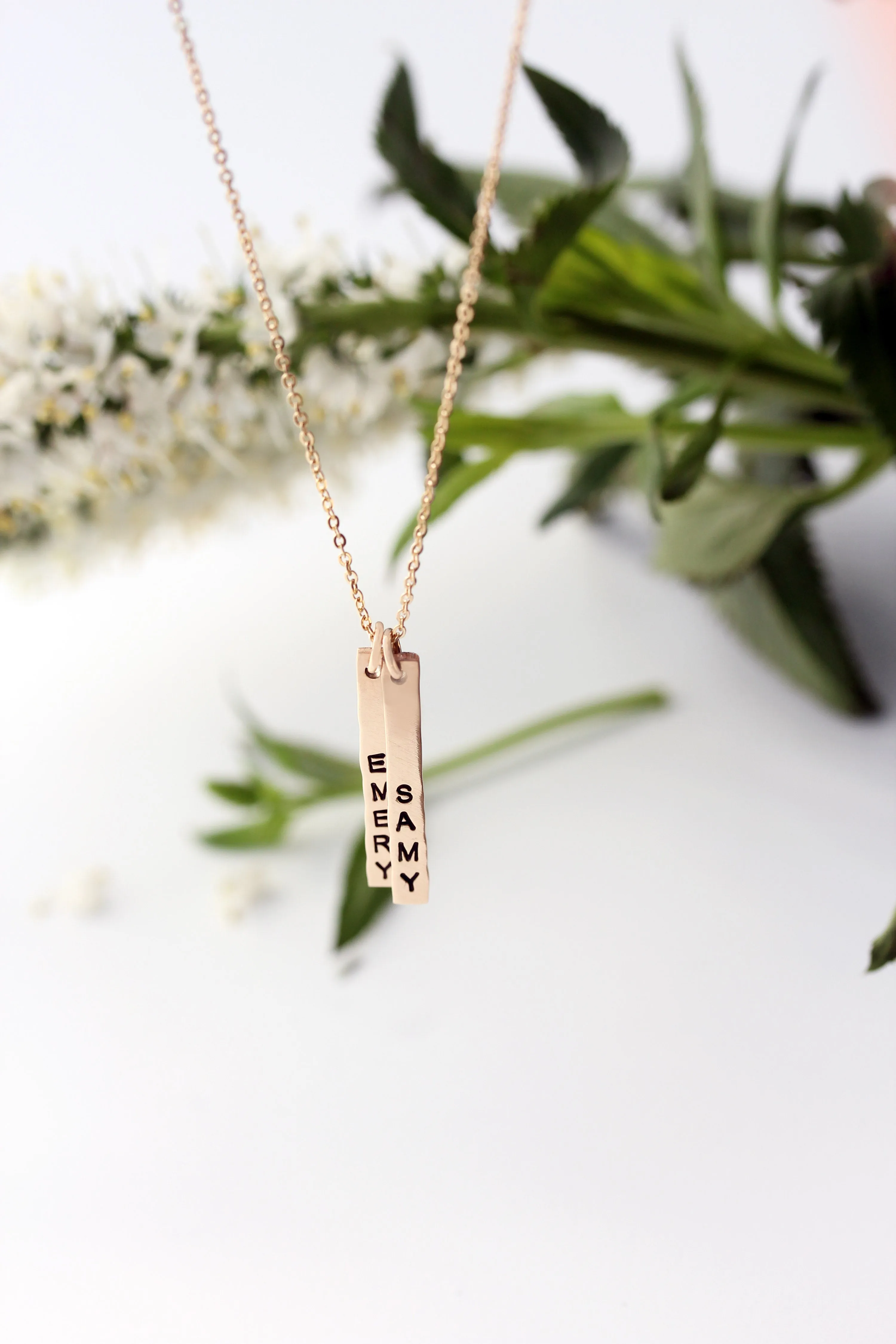 petite vertical bar necklace { silver   gold }