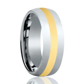 VISIONARY | Tungsten Ring Yellow Gold Shiny Center